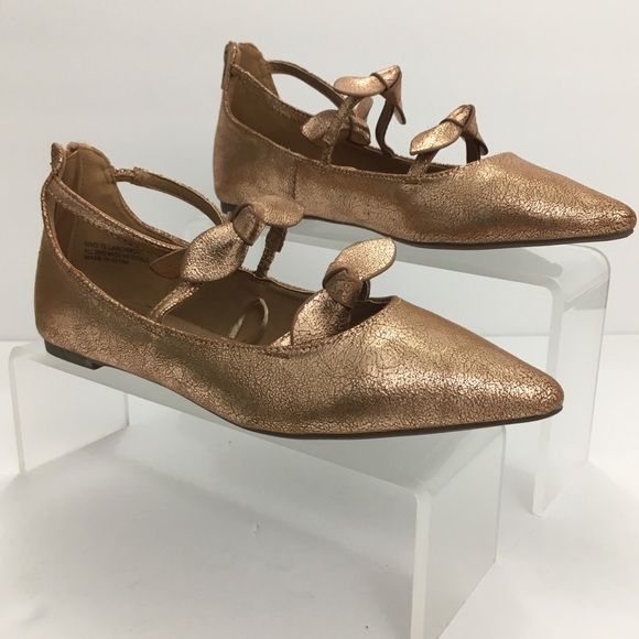 Report Shoes - Report Larchmont Metallic Gold Pointed Toe Flats